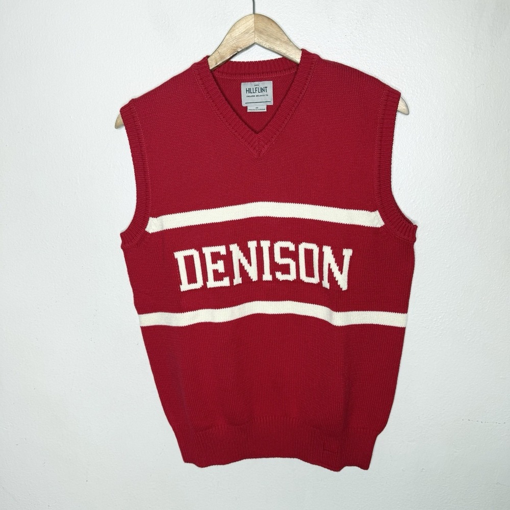 Hillflint Red White Denison Sweater Vest Preppy College Collegiate Size XS